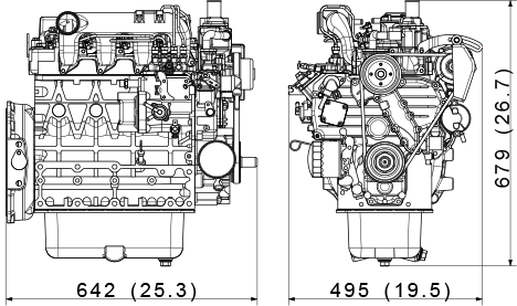 Kubota V2203-M-DI-E2 dimenzije